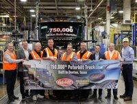 Celebrating 750,000 Peterbilt trucks assembled at the Denton, Texas facility.